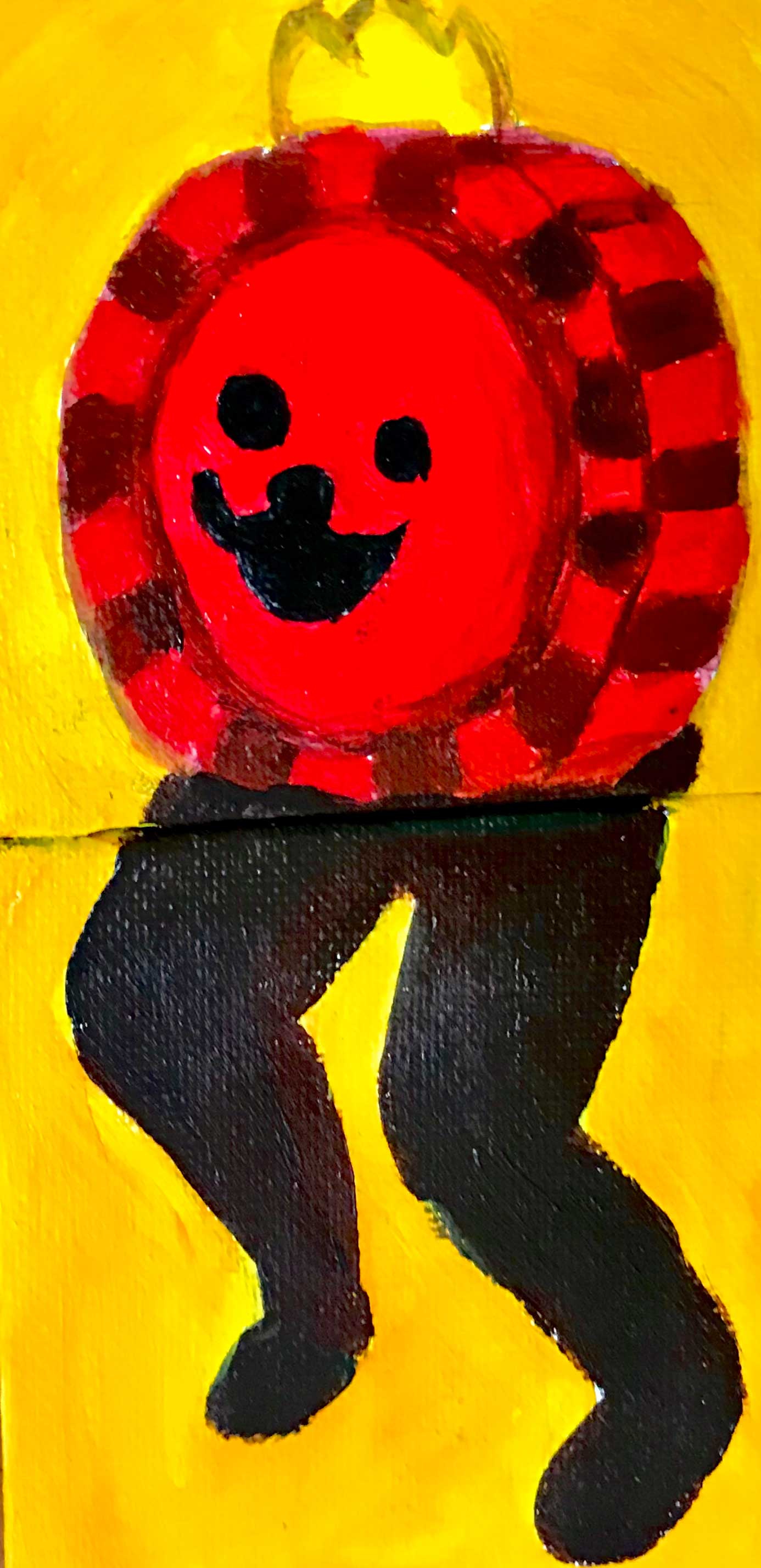 Mini painting of a checker piece with legs... yeah.